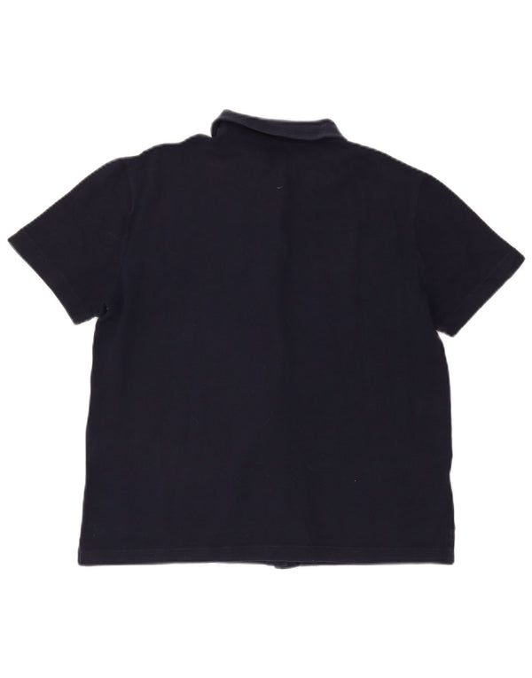 FRED PERRY Damen Kurzarmhemd UK 18 XL Marineblau Baumwolle