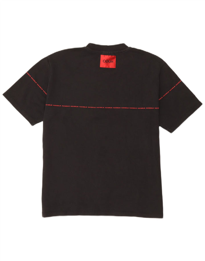 Hugo Boss Herren-T-Shirt mit Grafik, groß, aus schwarzer Baumwolle