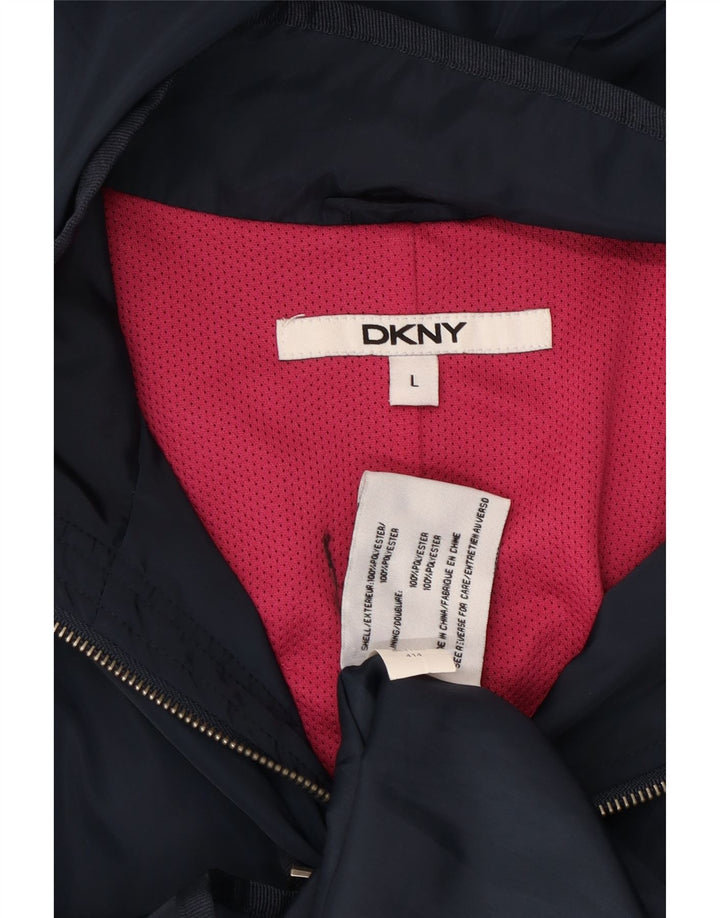 DKNY Damen-Windbreaker-Mantel mit Kapuze, UK 16, Größe L, Marineblau, Polyester