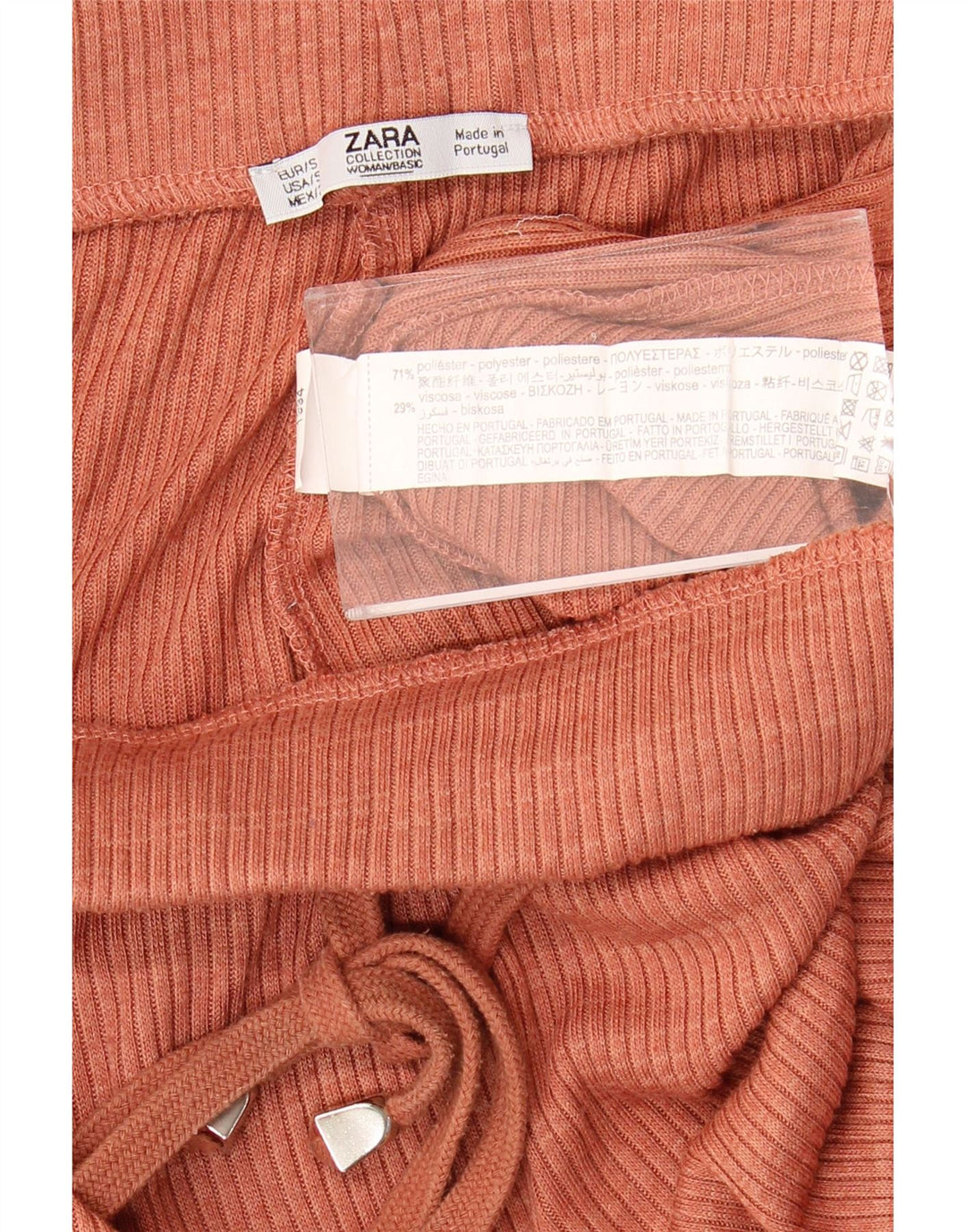 Zara Damen-Trainingshose mit weitem Bein, UK 8, Größe S, braun, Polyester