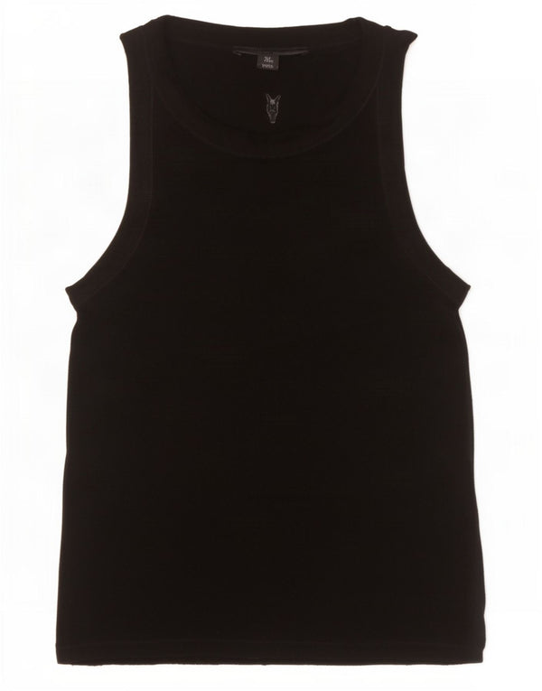 All Saints Damen Weste Top UK 10 Small Schwarz Lyocell