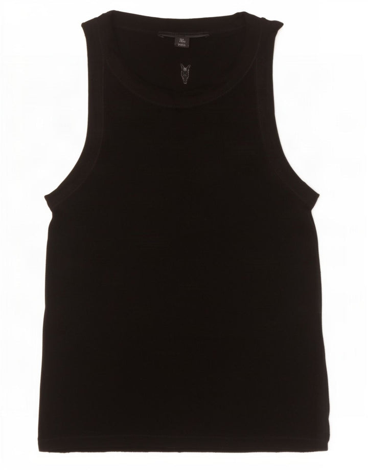 All Saints Damen Weste Top UK 10 Small Schwarz Lyocell