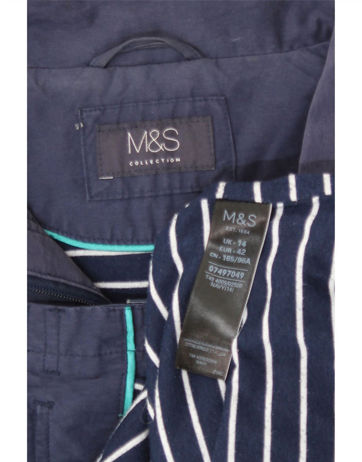 Marks & Spencer Damen-Parka mit Kapuze, UK 14, Größe L, Marineblau, Polyester