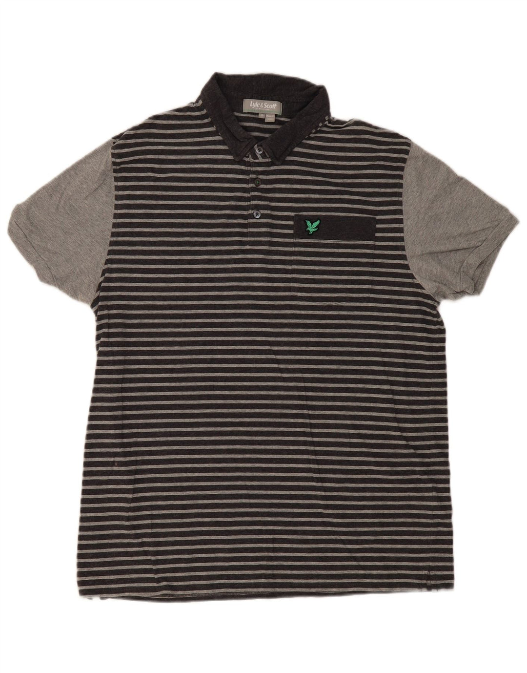 Lyle & Scott Herren-Poloshirt XL, grau gestreift, Baumwolle