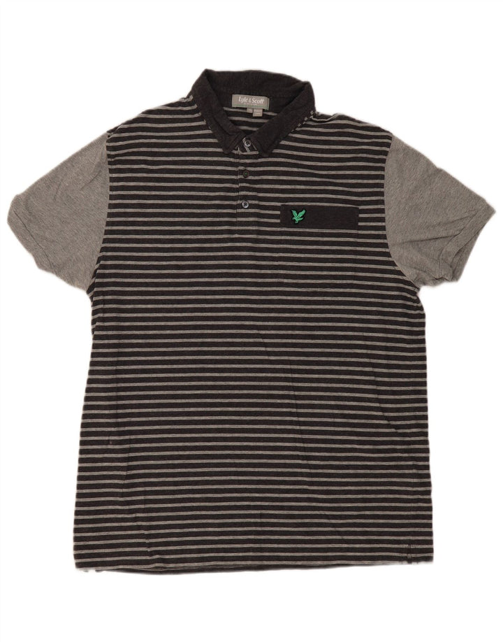 Lyle & Scott Herren-Poloshirt XL, grau gestreift, Baumwolle