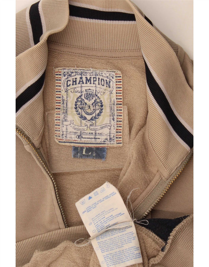 Champion Herren-Trainingsanzug-Oberteil, große beige Colourblock-Baumwolle