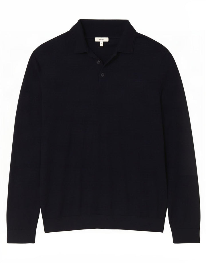 Reiss Herren-Polo-Pullover aus Wolle in mittlerer Marineblau-Farbe