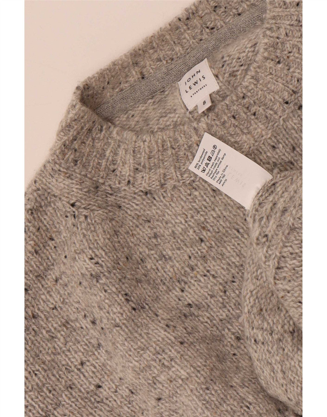 John Lewis Damen-Pullover mit Rundhalsausschnitt, Größe S, Gr. 8, Grau meliert