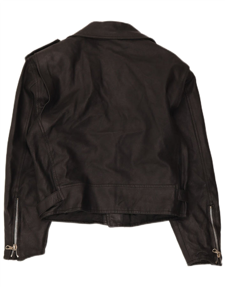 Roberta Ferrini Damen Leder Bikerjacke IT 46 Large Schwarz