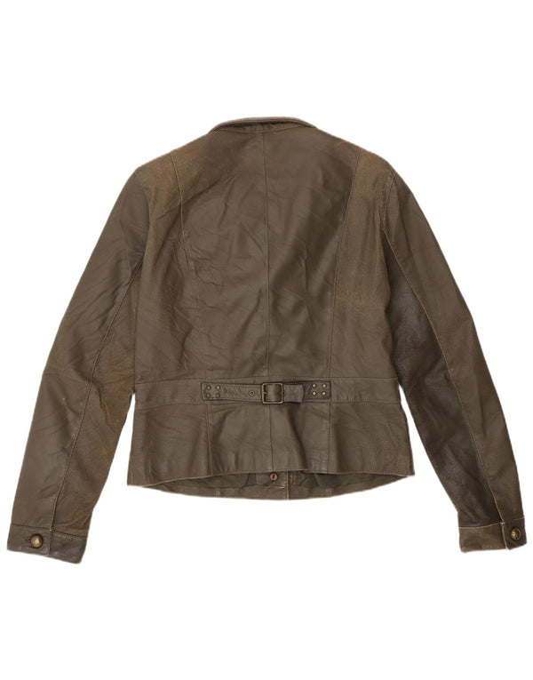 Vintage Damen Lederjacke IT 44 Medium Khaki