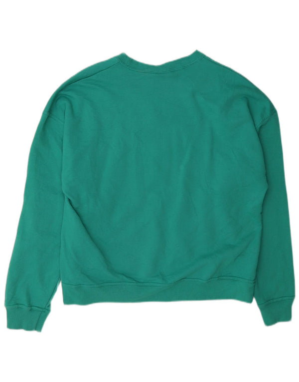 Champion Womens Graphic Sweatshirt Pullover UK 14 Mittelgrüne Baumwolle