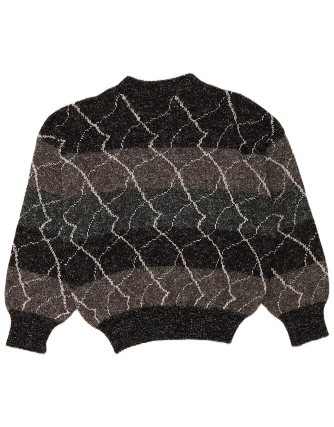 Vintage Damen Rollkragenpullover IT 48 XL Grau gestreift Polyacryl