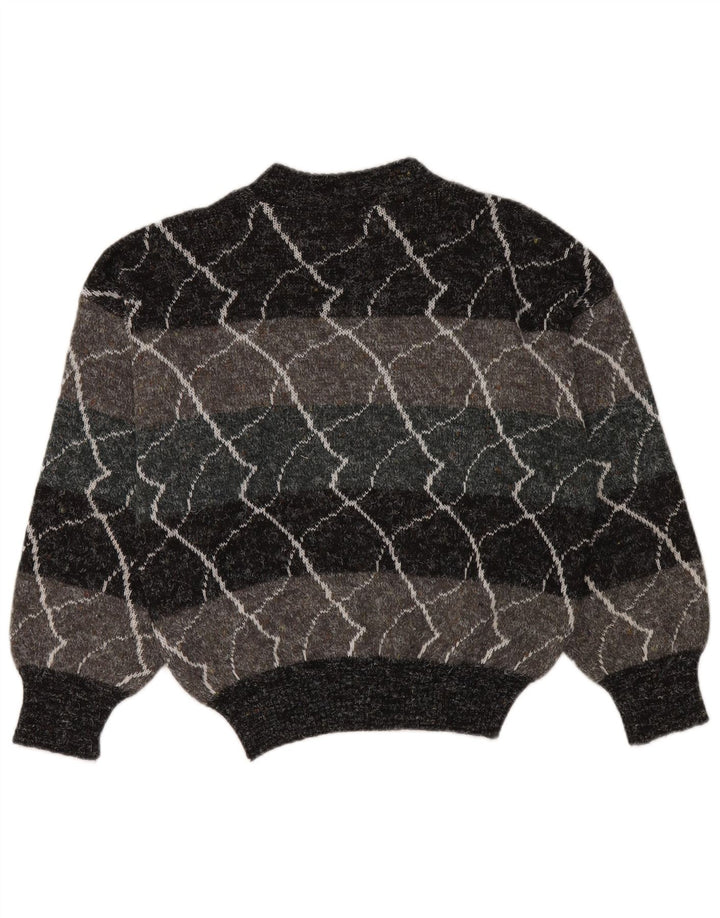 Vintage Damen Rollkragenpullover IT 48 XL Grau gestreift Polyacryl