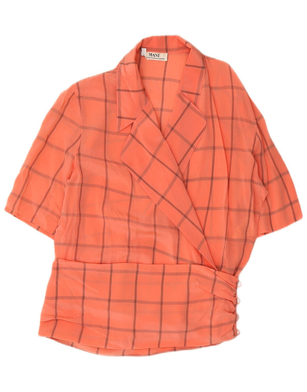 MANI Damen Crop Bluse Top IT 42 Medium Orange Check Acetate