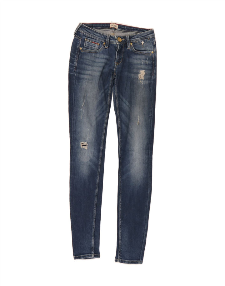 TOMMY HILFIGER Womens Distressed Skinny Jeans W27 L32 Blue Vintage Tommy Hilfiger and Second-Hand Tommy Hilfiger from Messina Hembry 