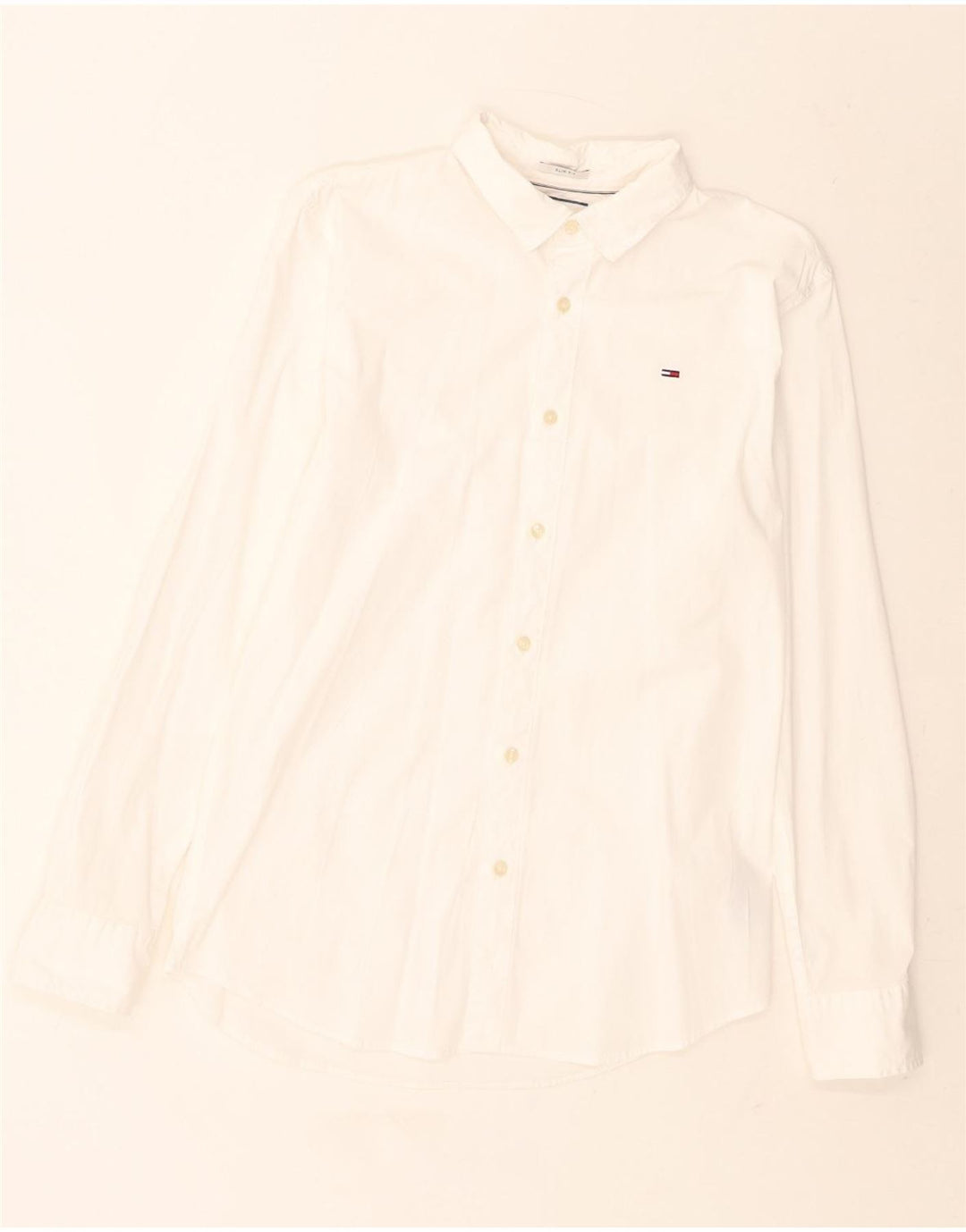 TOMMY HILFIGER Mens Slim Fit Shirt Large White Cotton Vintage Tommy Hilfiger and Second-Hand Tommy Hilfiger from Messina Hembry 