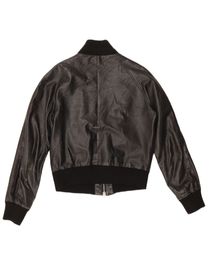 Sasch Damen Crop Lederjacke UK 14 Medium Schwarz