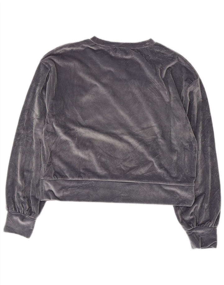 Zara Damen Crop Velour Oversized Sweatshirt Pullover UK 10 Small Grau
