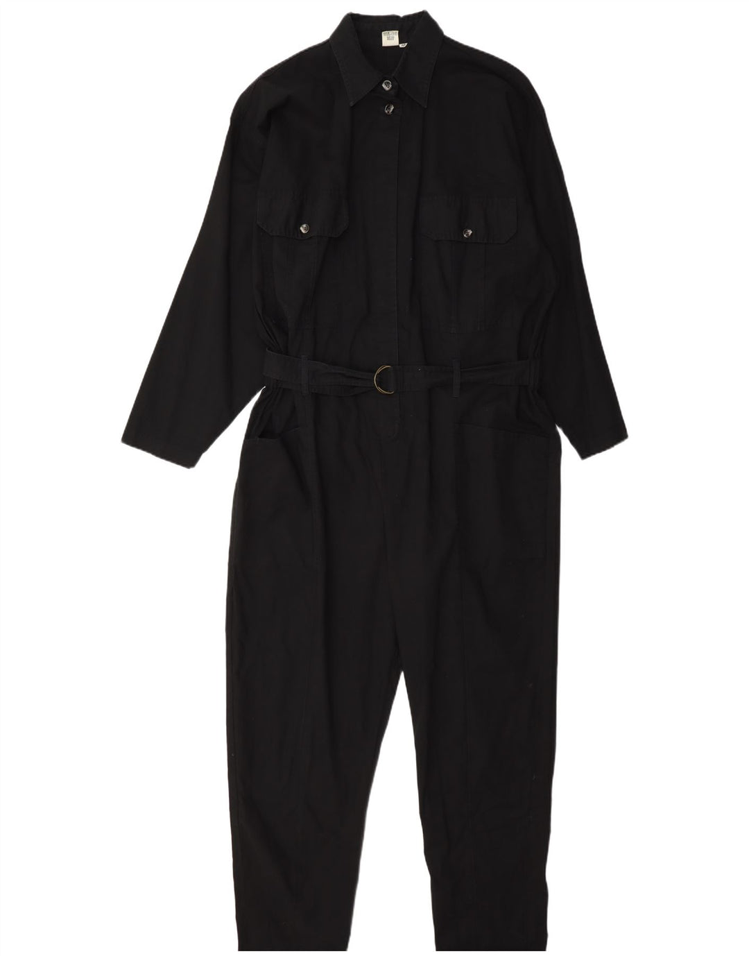 Vintage Damen Langarm-Jumpsuit IT 42 Mittelschwarze Baumwolle