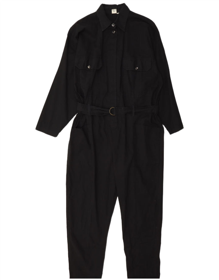 Vintage Damen Langarm-Jumpsuit IT 42 Mittelschwarze Baumwolle