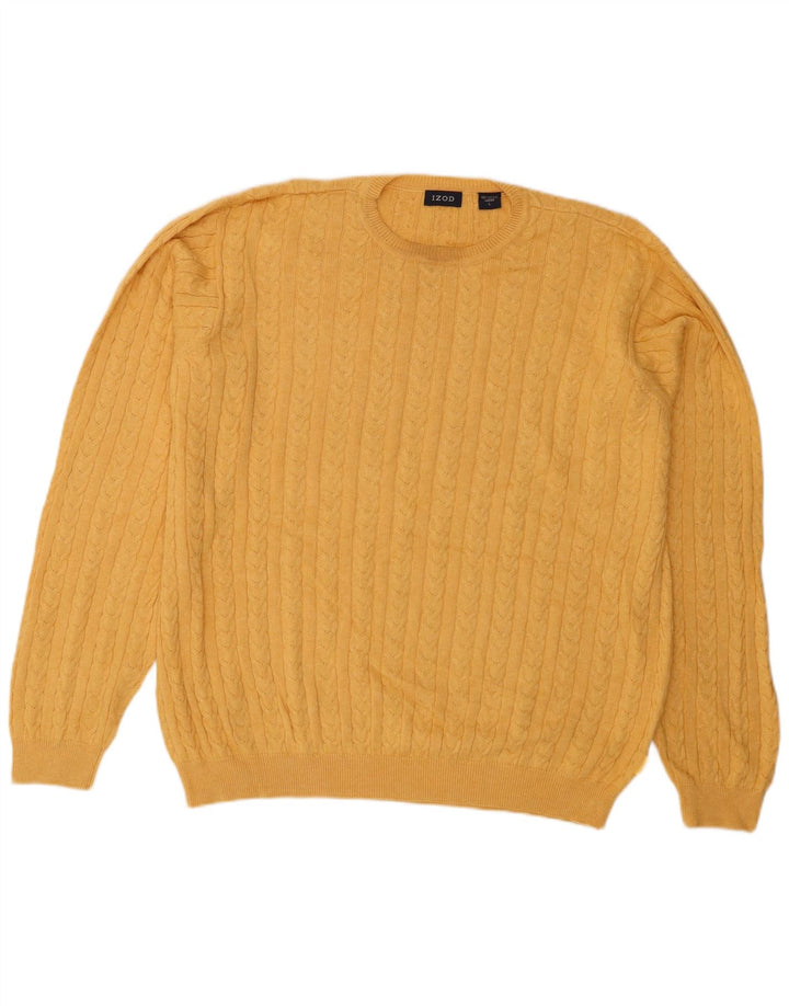 IZOD Herren-Pullover mit Rundhalsausschnitt, groß, gelbe Baumwolle
