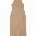 Michelle Keegan Damen Ärmelloses Maxikleid UK 12 Medium Beige Polyester