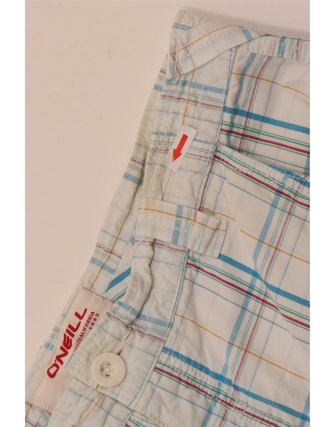O'Neill Herren-Cargoshorts W34, große, blau karierte Baumwolle