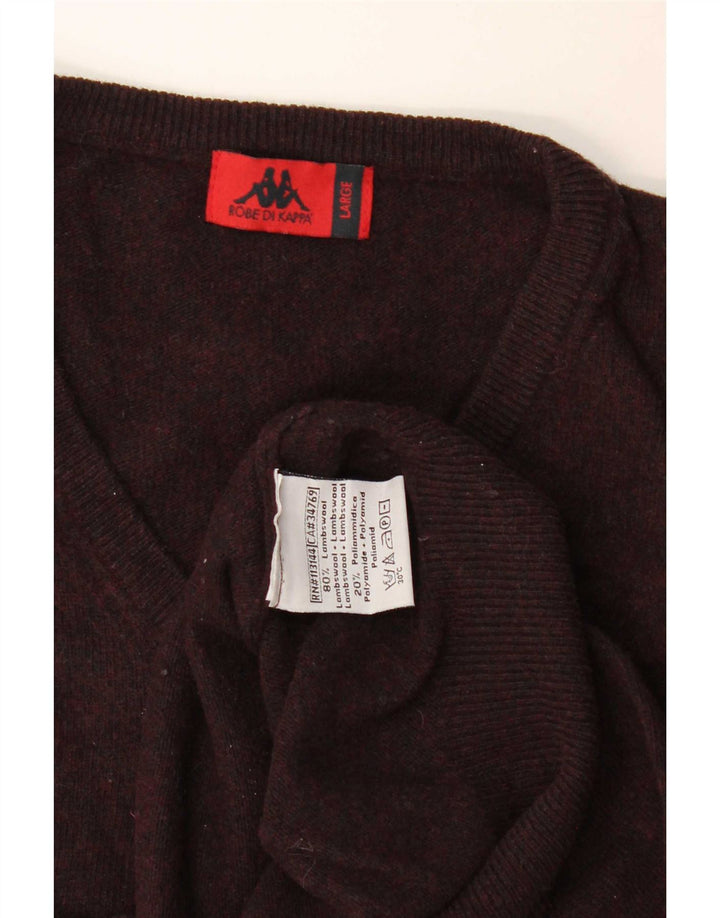 Kappa Herren-Pullover mit V-Ausschnitt, groß, burgunderrote Lammwolle