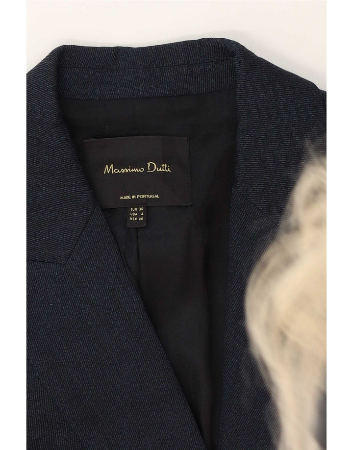 Massimo Dutti Damen 1-Knopf-Blazerjacke EU 36 XS Marineblaue Viskose