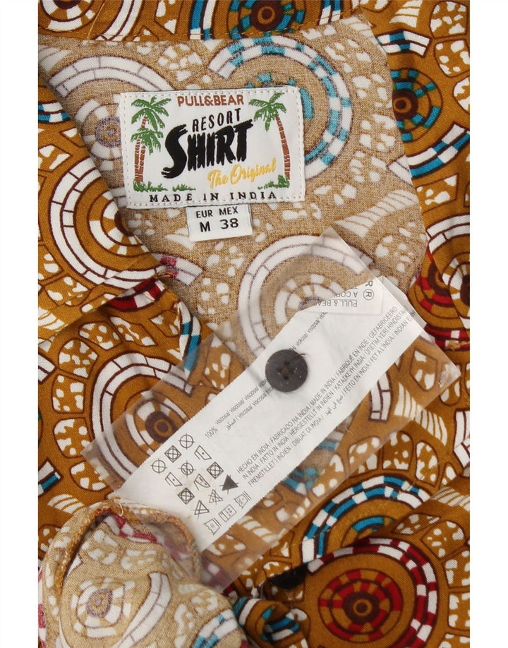 Pull & Bear Herren-Kurzarmhemd mittelbeige geometrische Viskose