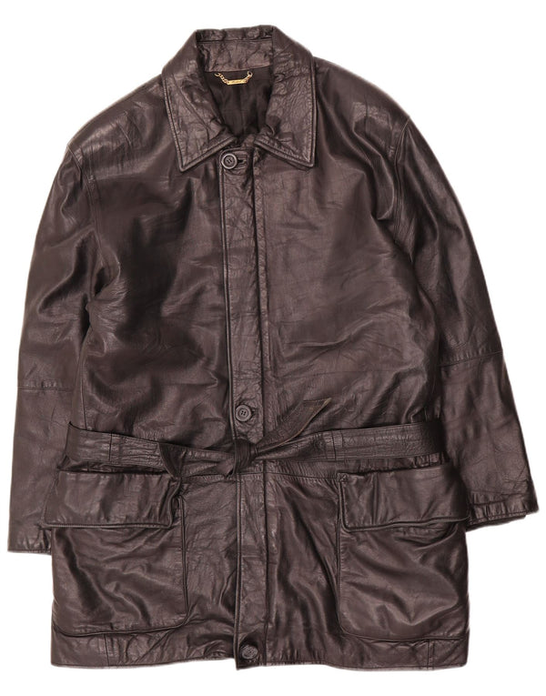 Michel Herren Ledermantel IT 48 Medium Schwarz