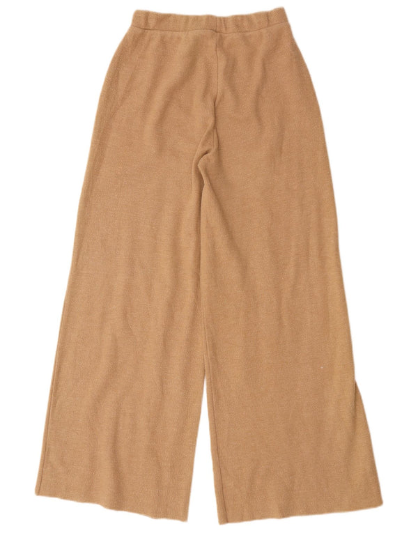 Zara Damen-Trainingshose mit weitem Bein, Größe S, Beige, Baumwolle