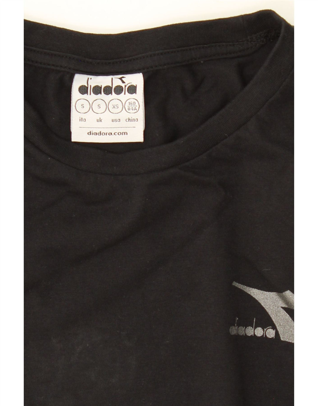DIADORA Womens Top Long Sleeve UK 10 Small Black Cotton Vintage Diadora and Second-Hand Diadora from Messina Hembry 