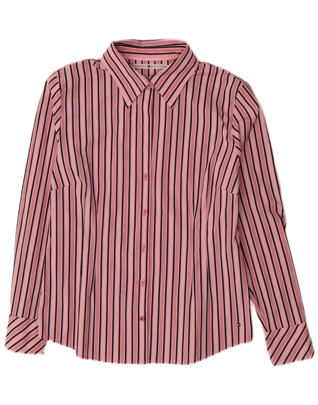 TOMMY HILFIGER Damen Hemd US 14 XL rosa gestreift Baumwolle
