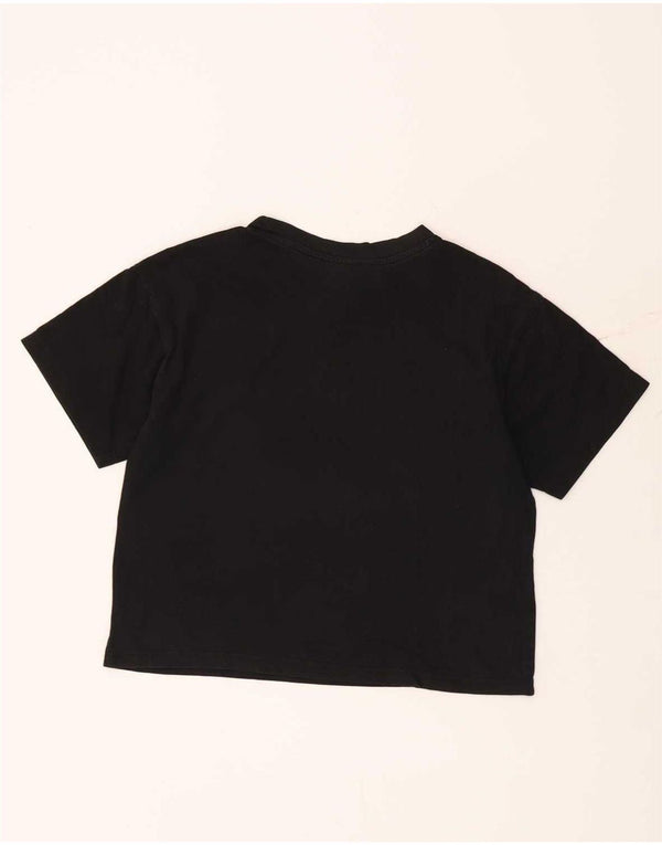 Champion Damen Crop Graphic T-Shirt Top UK 10 Small Schwarz