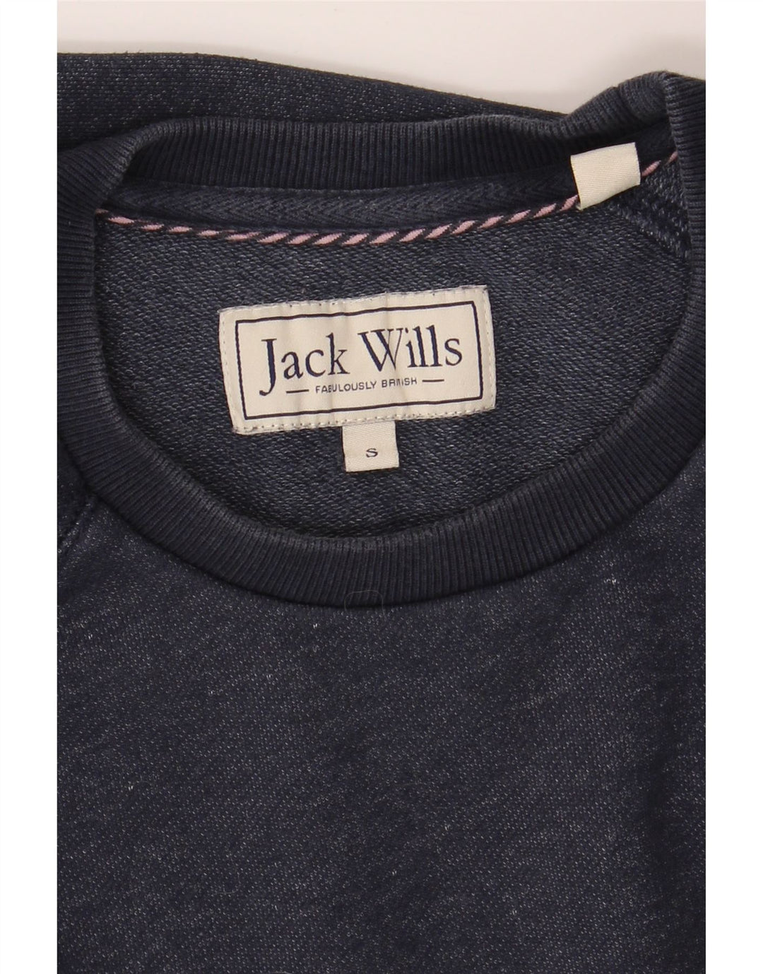 JACK WILLS Mens Graphic Sweatshirt Jumper Small Blue Cotton Vintage Jack Wills and Second-Hand Jack Wills from Messina Hembry 