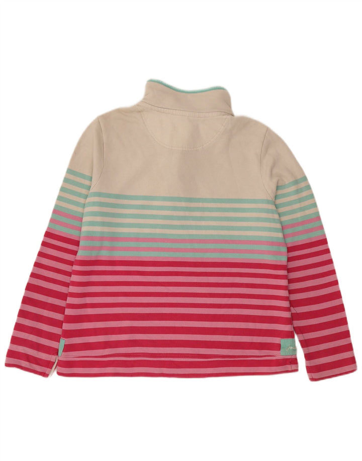 Joules Damen-Sweatshirt mit Knopfkragen, Gr. 40, Größe L, weiß gestreift