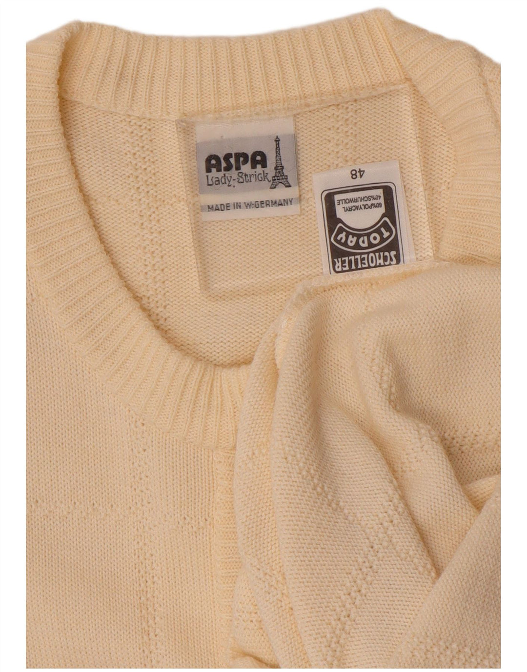 Aspa Damen Strickjacke Pullover EU 48 2XL Beige Polyacryl