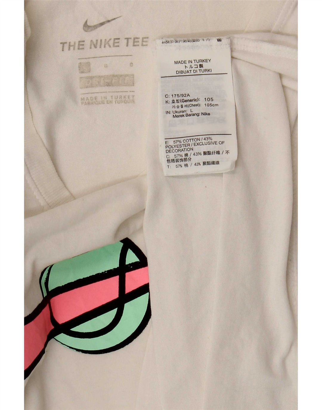 Nike Herren-T-Shirt mit Grafik, Größe L, aus weißer Baumwolle