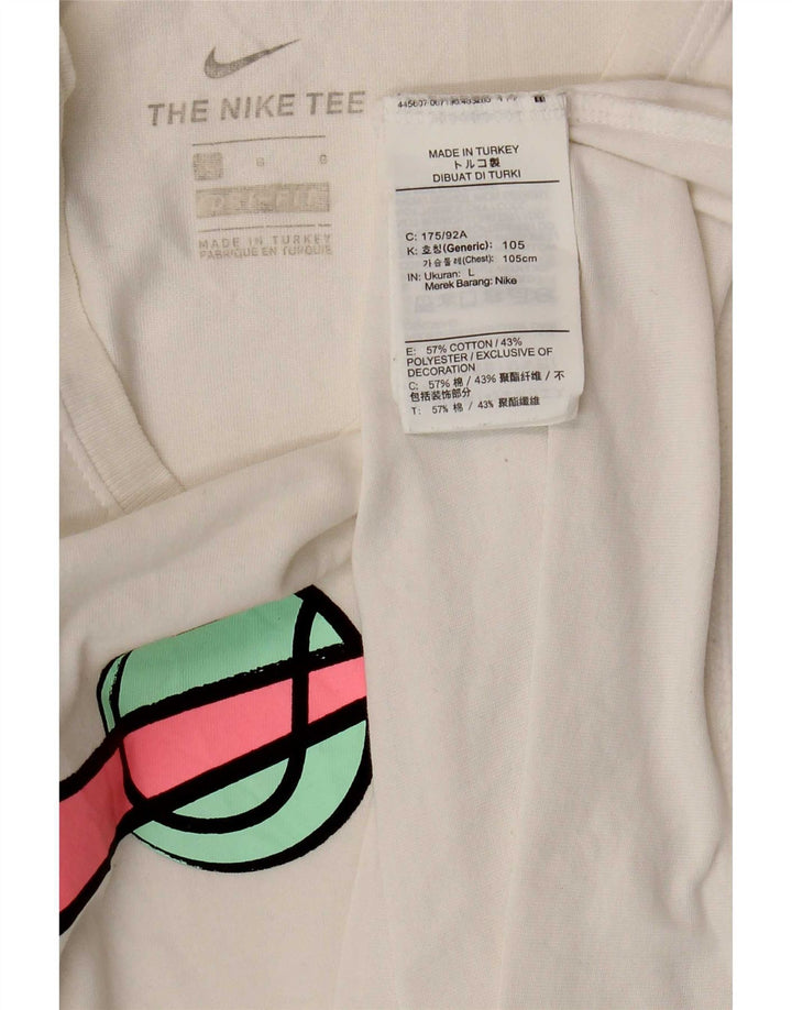 Nike Herren-T-Shirt mit Grafik, Größe L, aus weißer Baumwolle