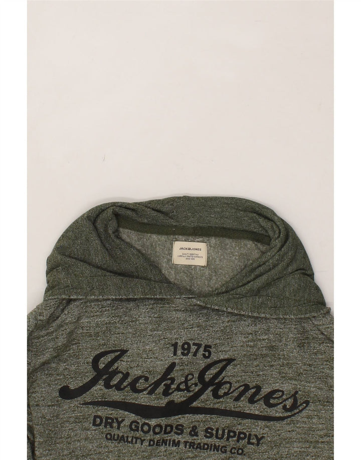 JACK & JONES Mens Graphic Hoodie Jumper Medium Green Flecked Polyester Vintage Jack & Jones and Second-Hand Jack & Jones from Messina Hembry 