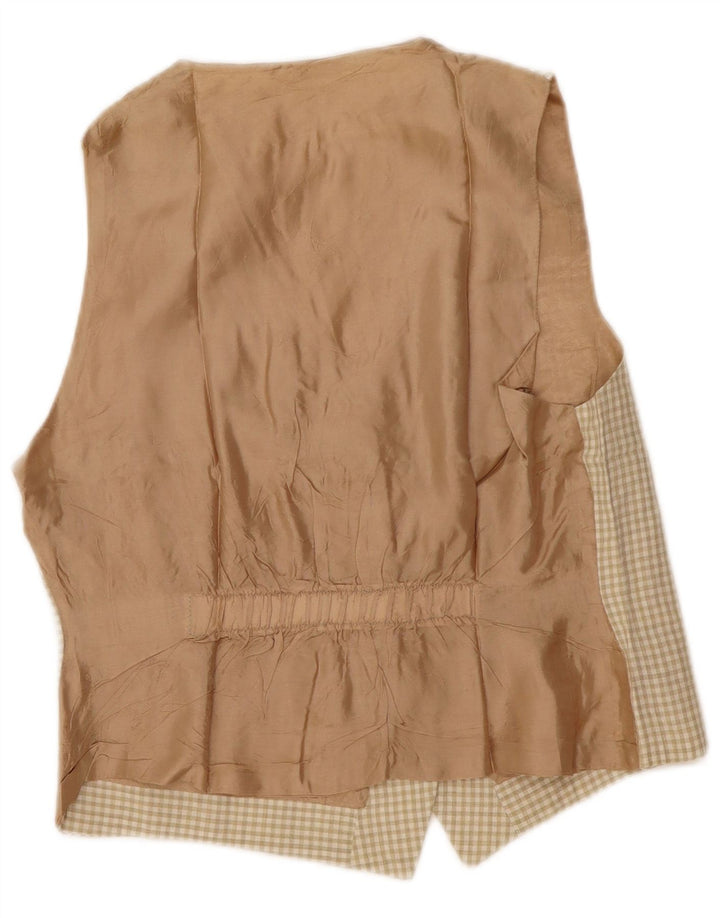 Vintage Damen Weste UK 12 Medium Beige Gingham