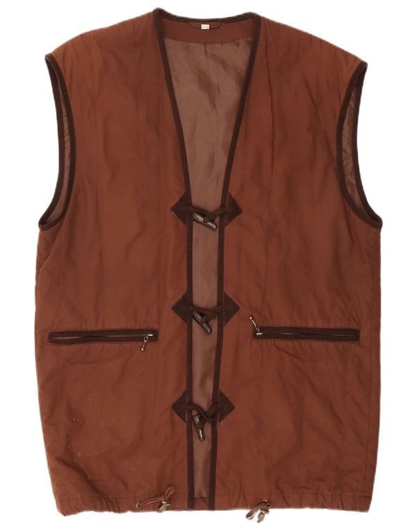 Vintage Damen Übergroße Weste UK 10 Kleine braune Baumwolle