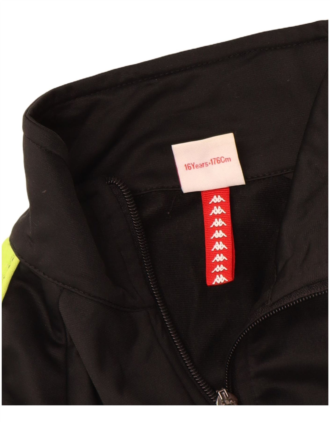 KAPPA Jungen-Trainingsanzugoberteil mit Grafik, 15–16 Jahre, Schwarz, Farbblock