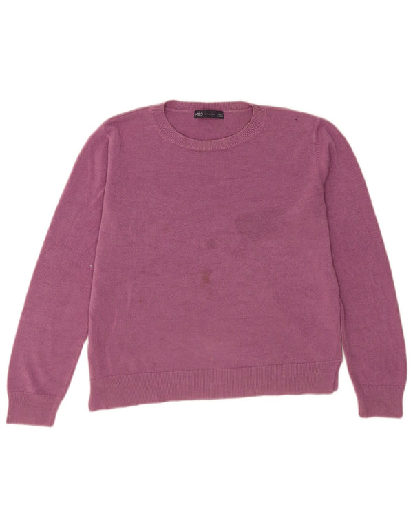 Marks & Spencer Damen-Pullover mit Rundhalsausschnitt, Gr. 14, Größe L, Lila, Acryl