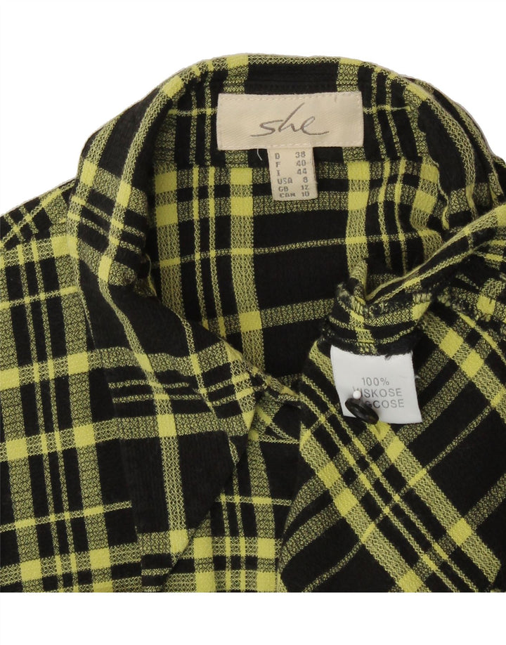 VINTAGE Womens Shirt UK 12 Medium Black Check Viscose Vintage Vintage and Second-Hand Vintage from Messina Hembry 