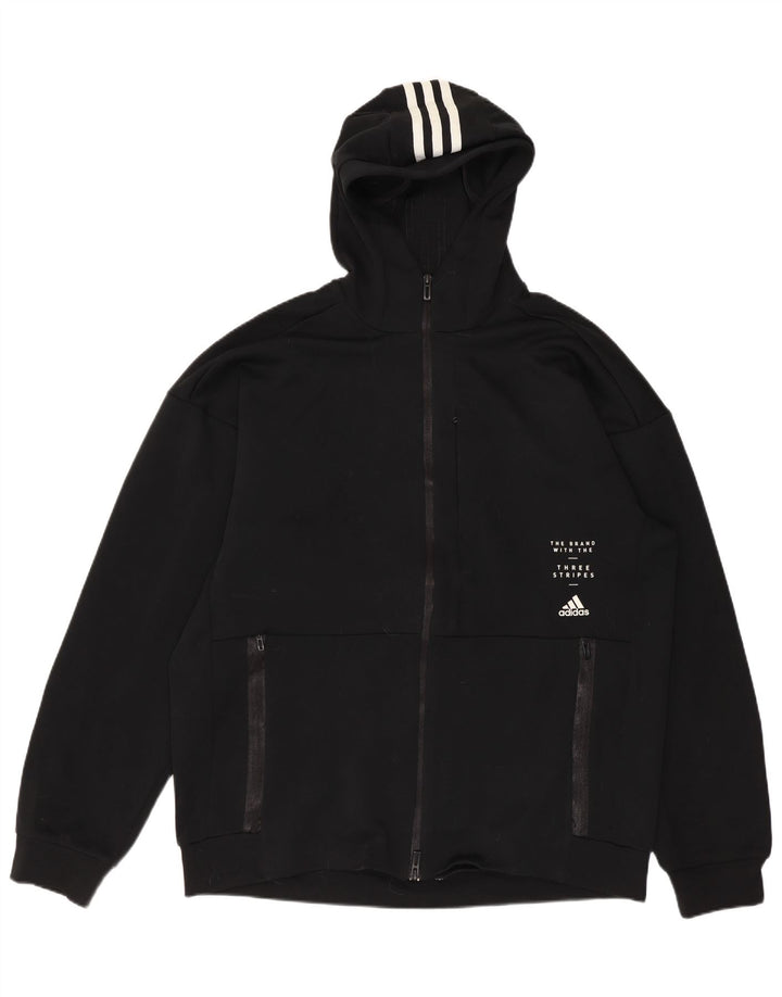 ADIDAS Herren Climalite Graphic Zip Hoodie Pullover Medium Schwarz Polyester
