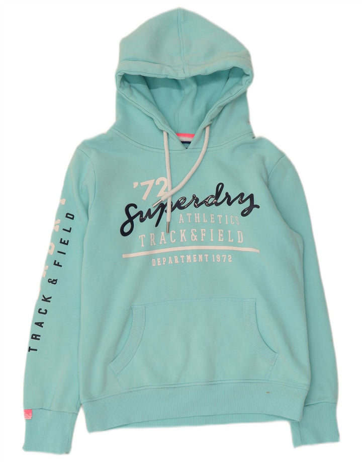 SUPERDRY Damen-Pullover mit übergroßem grafischem Kapuzenpullover, Gr. 10, Größe S, Türkis