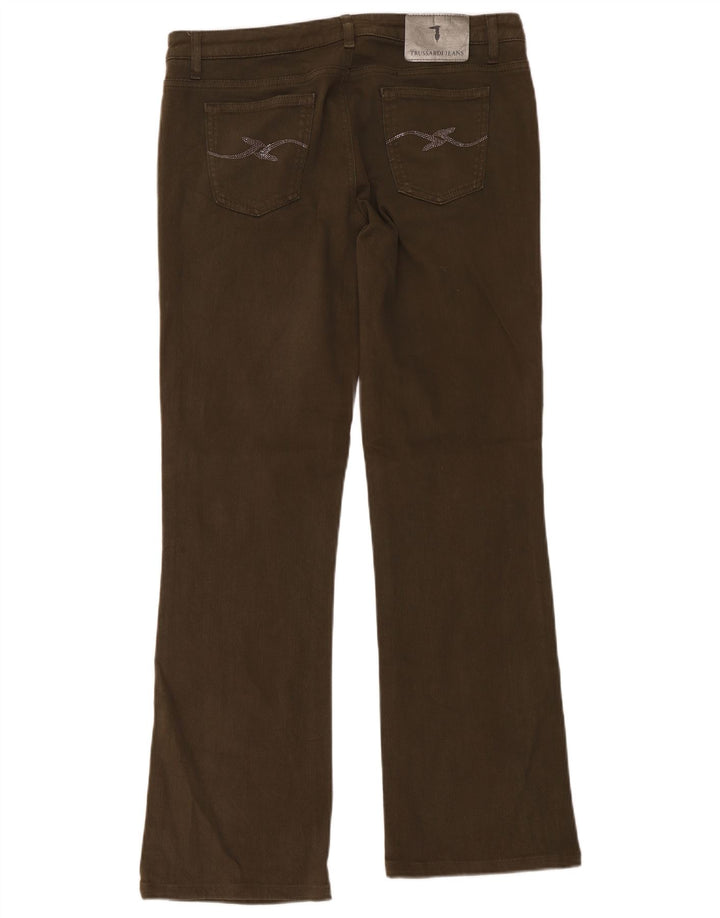 Trussardi Damen Bootcut Jeans W31 L31 Khaki Baumwolle