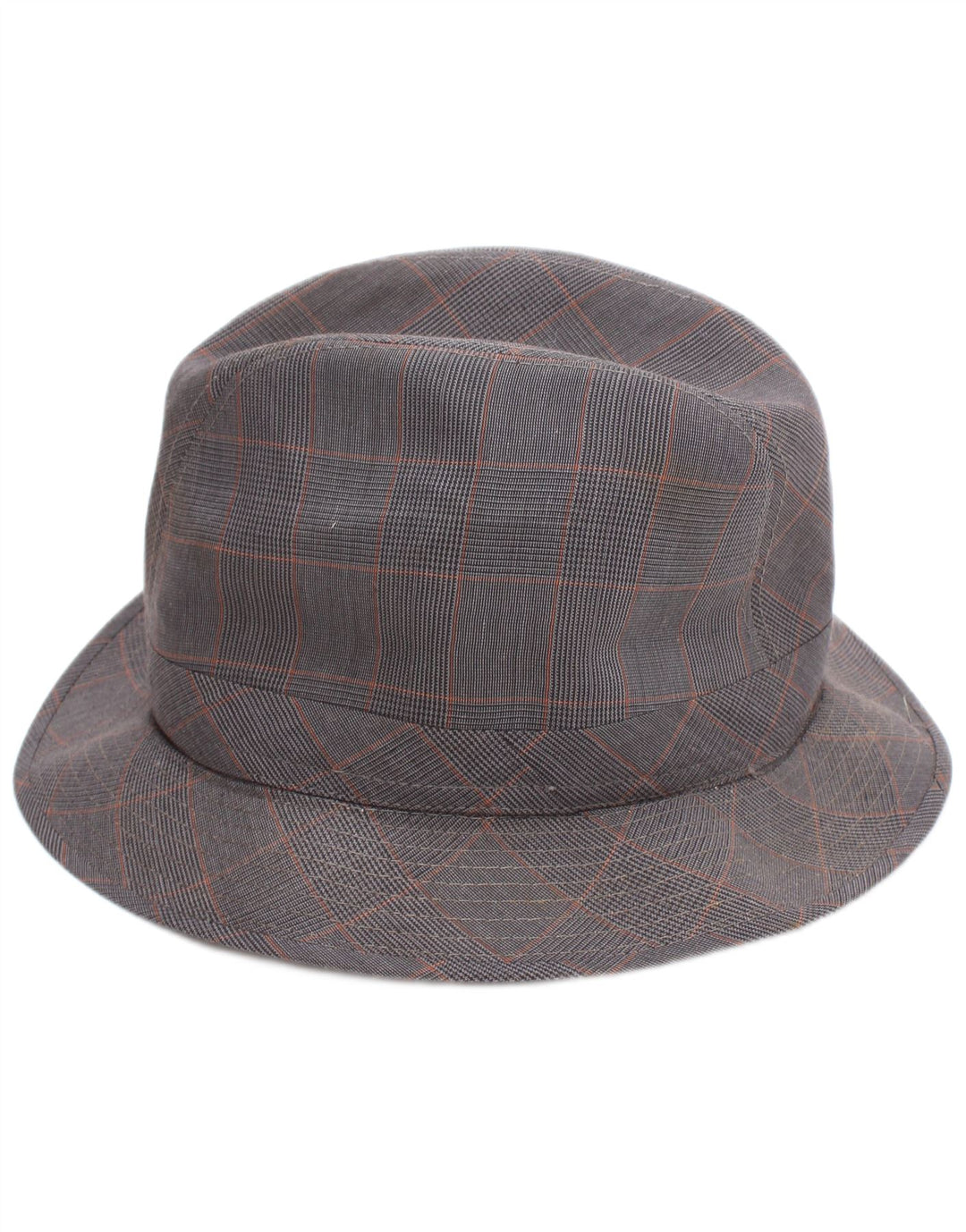 Vintage Herren-Fedora-Hut, groß, grau kariert, klassisch
